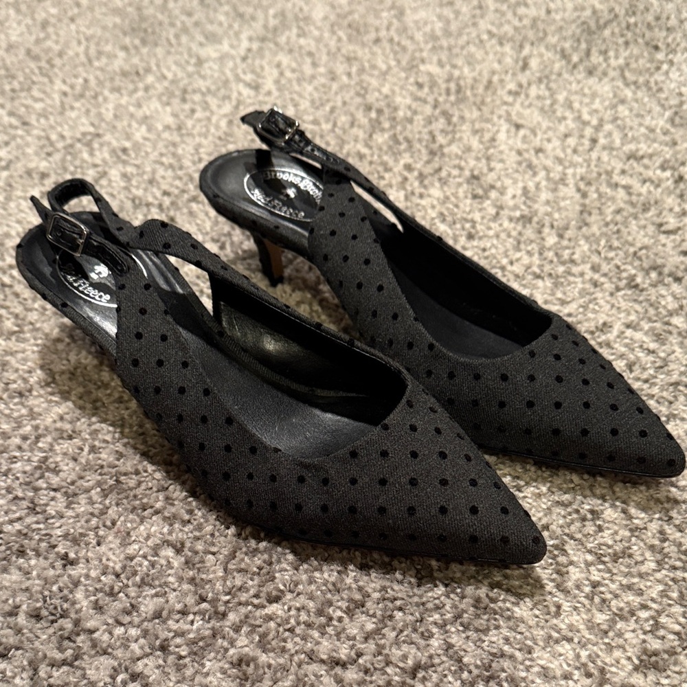 Brooks Brothers Black Polka Dot Slingback Heels